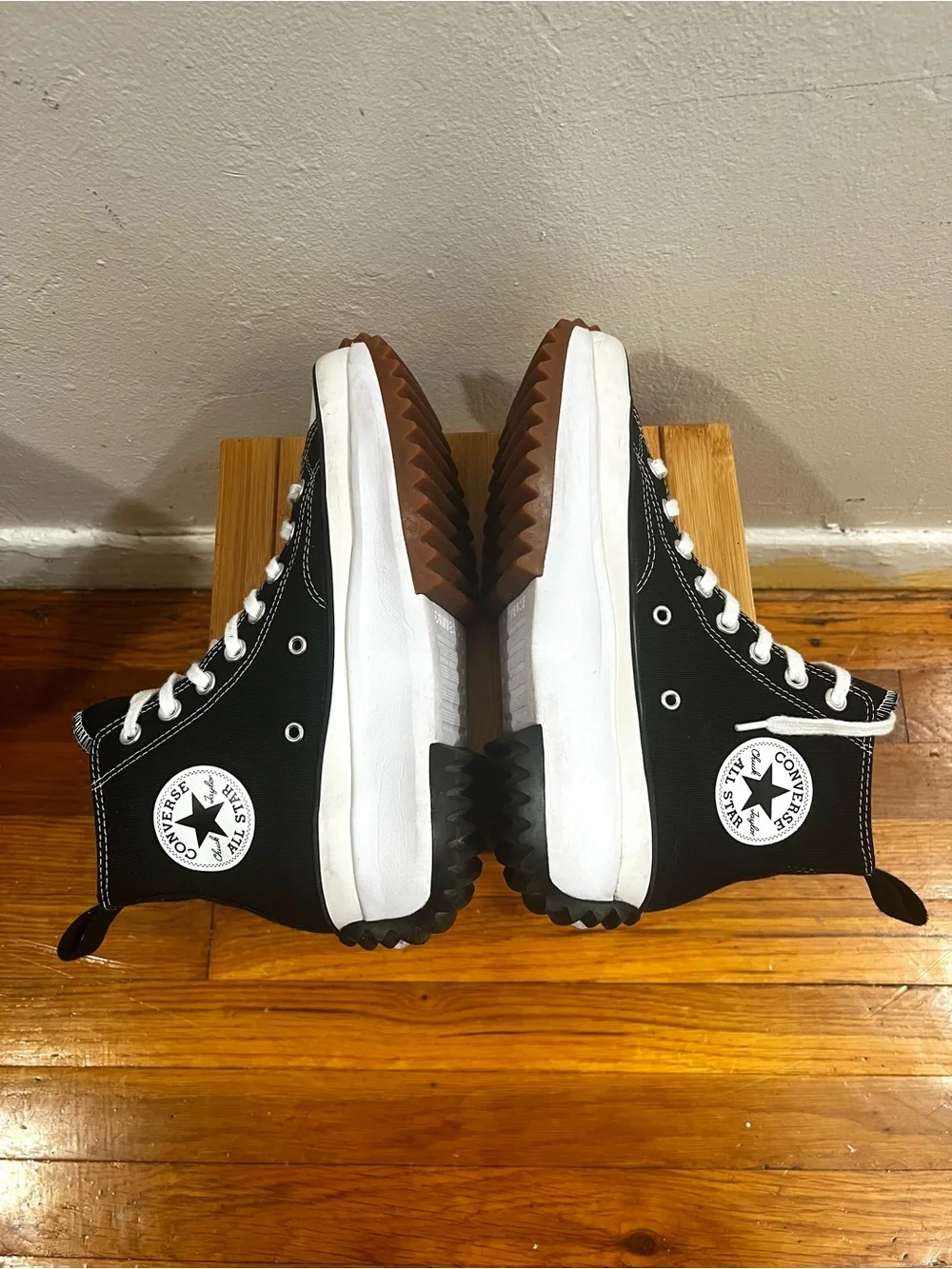 Converse Run Star Hike Canvas Platform High Top Sneakers Men 6.5 Women 8 Black
